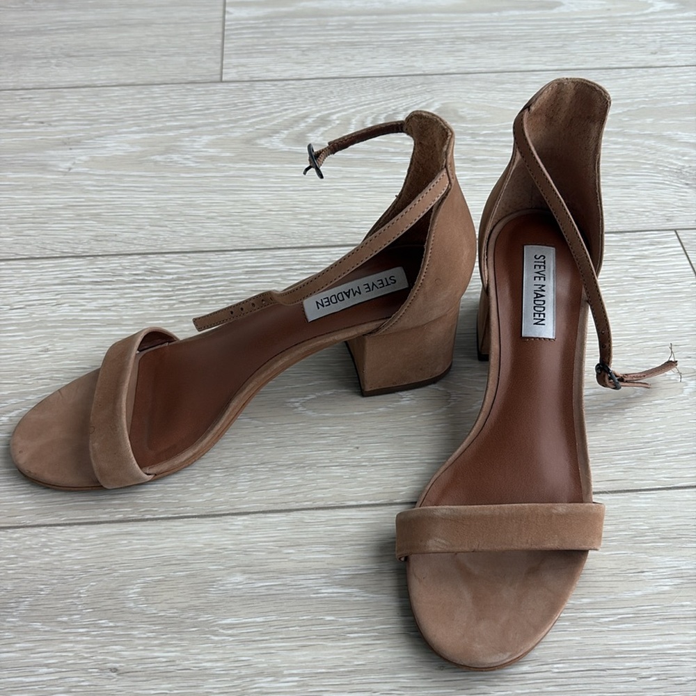 Steve Madden Irenee Leather Nude Strappy Heels